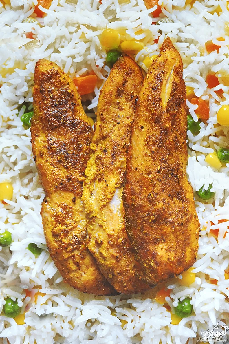 مرغ تندوری و برنج